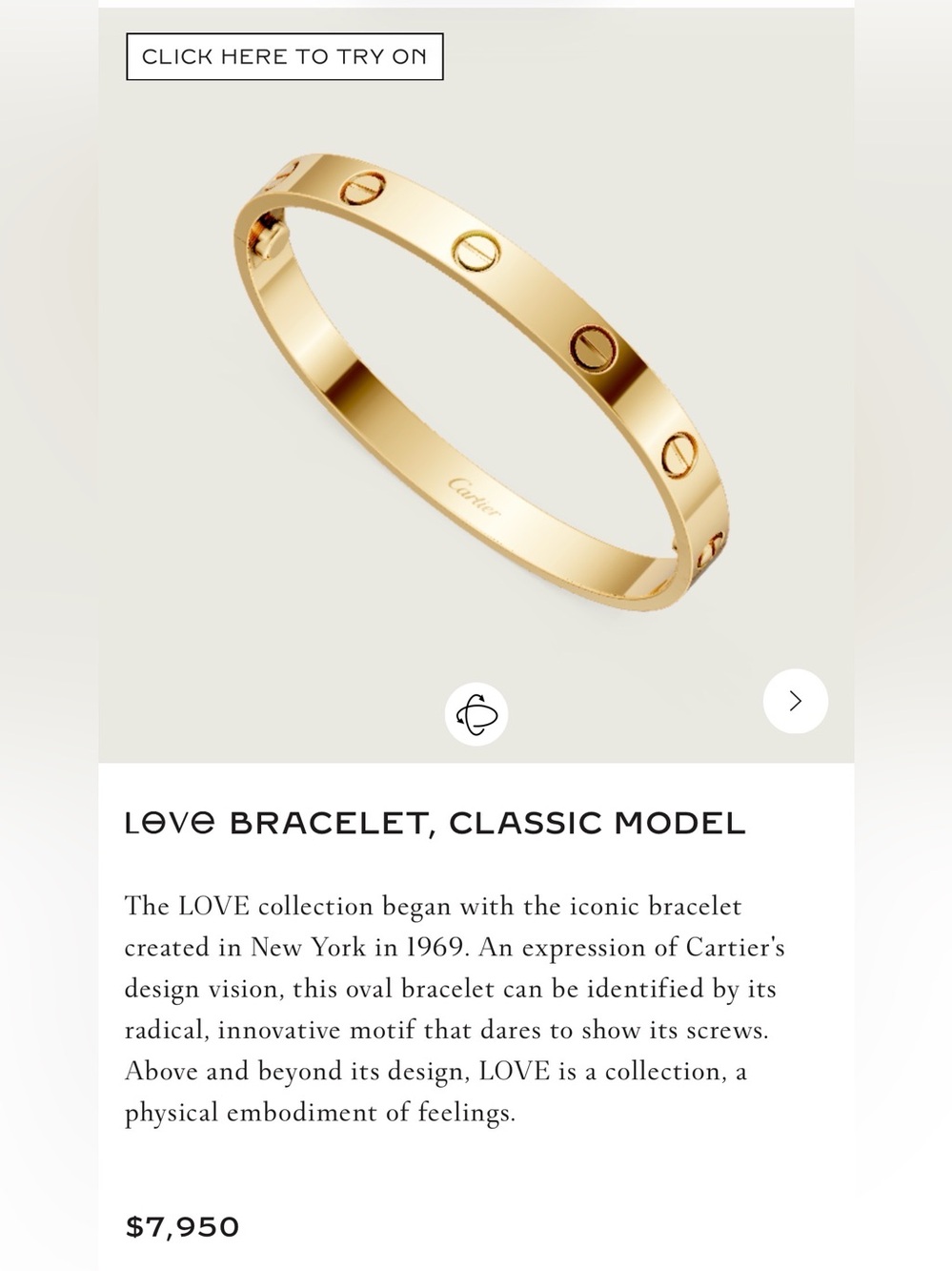 LOVe BRACELET, CLASSIC MODEL - Yellow Gold Size 17